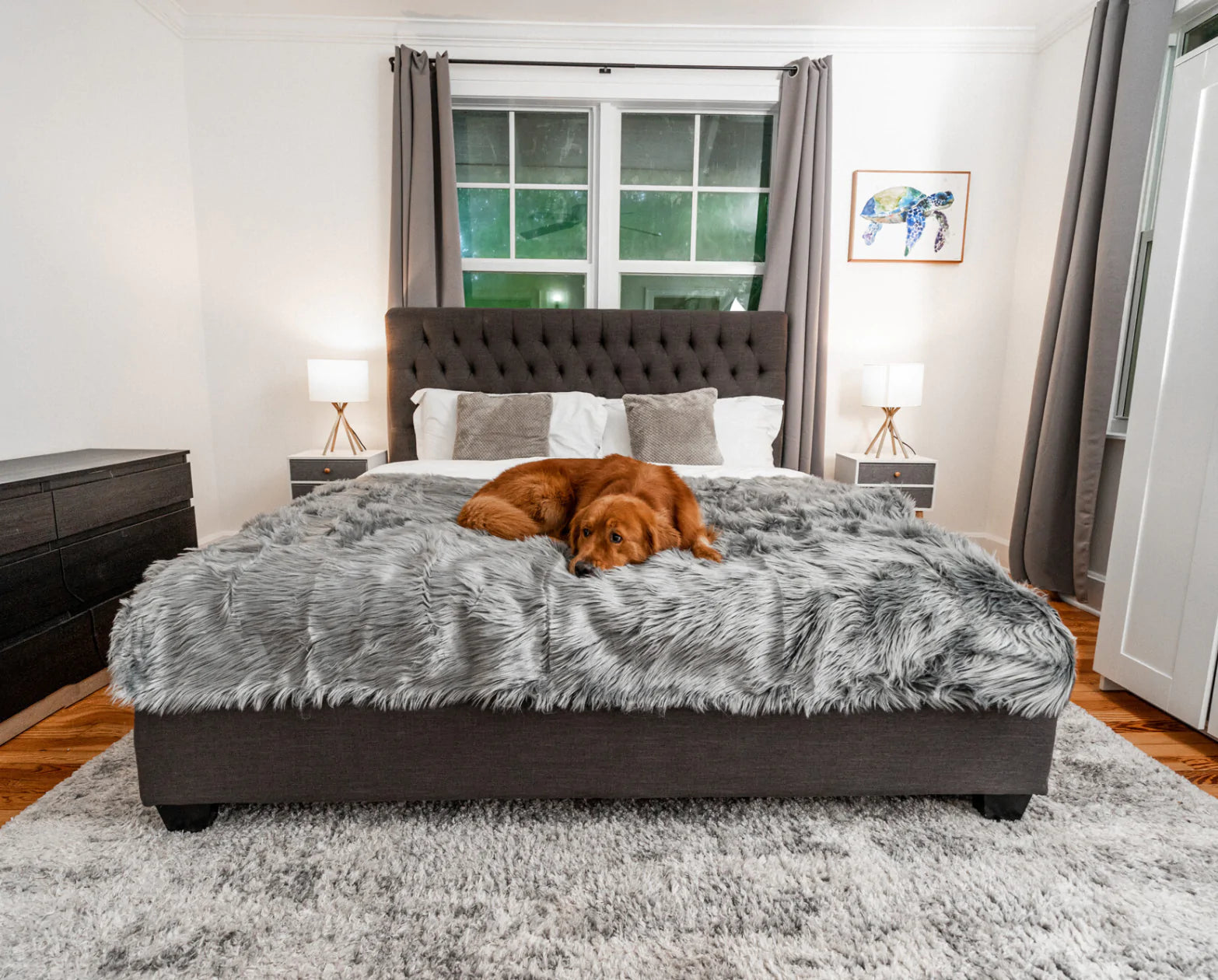 Faux fur discount throw on bed